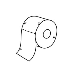 Toilet paper vector icon in doodle style. Symbol in simple design. Cartoon object hand drawn isolated on white background.