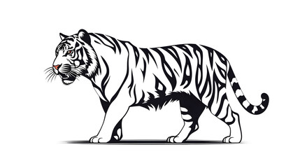 Tiger minimal silhouette icon on a white background AI generative