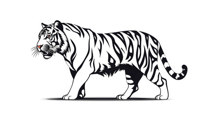 Fototapeta premium Tiger minimal silhouette icon on a white background AI generative