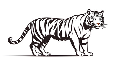 Fototapeta premium Tiger minimal silhouette icon on a white background AI generative