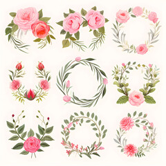 vector wreaths botanical collection of wild and garden
