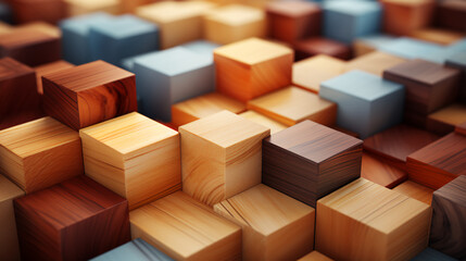 3-d wooden block background - full screen - 3-d backdrop 