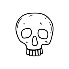 Scull vector icon in doodle style. Symbol in simple design. Cartoon object hand drawn isolated on white background.