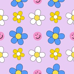 Daisy background and smiley face