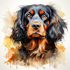 watercolor Cavalier King Charles Spaniel clipart, Generative Ai