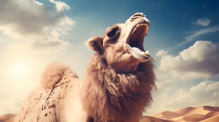 Camel is singing - obrazy, fototapety, plakaty