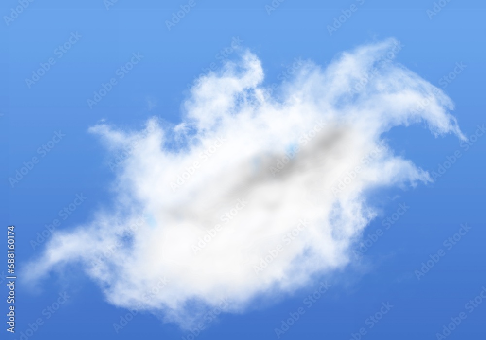 Wall mural Single soft white cloud in blue sky