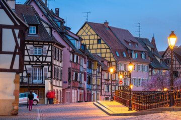 View of Colmar in the evening, France