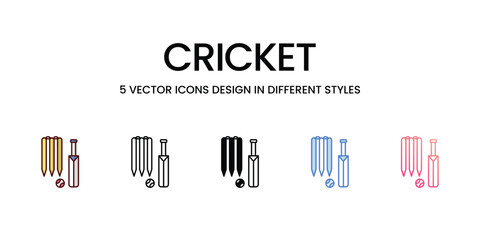 Cricket icons set vector illustration. vector stock, - obrazy, fototapety, plakaty