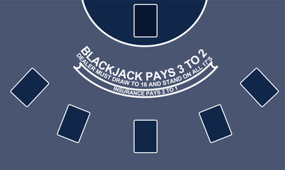 Blackjack gamble table. vector illustration - obrazy, fototapety, plakaty