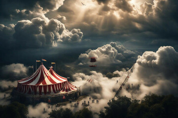 circus tent in the sky - obrazy, fototapety, plakaty
