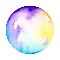 Watercolor soap bubble isolated on a white background.