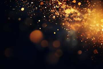 Fototapeta na wymiar Mystical Midnight Glow Abstract Blur Bokeh Background with Ethereal Gold Lights Illuminating the Black Canvas, Creating an Enigmatic Atmosphere. created with Generative AI