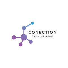 Vector round logo concept, connected points creative logotype for technology Premium Vector