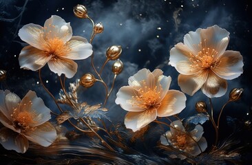 flowers with the moon above them
