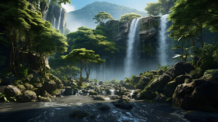 waterfall in the mountains || waterfall in the forest