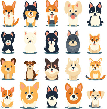 Cute dogs vektor set cartoon dog element 
