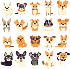 Cute dogs vektor set cartoon dog element 
