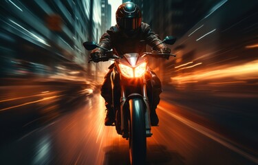 motion blur background of the motorcycle driving through an empty city,