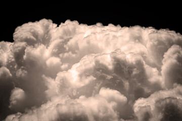 Volumetric big clouds black and white photo