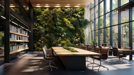 Contemporary Professional Office Interior with Natural Light and Greenery