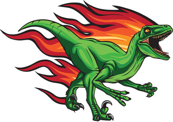 Obraz premium dinosaur velociraptor with fire