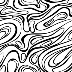 Background with wavy lines monochrome Seamless pattern abstract texture with. Striped  black and white texture. liquid background. Optical illusion of movement effect