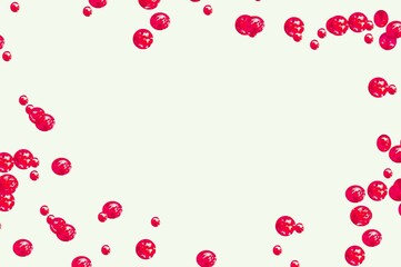 Candy red liquid bubbles on white background