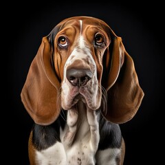 Ultra-Realistic Basset Hound Portrait on White Background