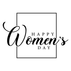 Happy Women's Day lettering on pink color. Greeting card for Happy Women's Day with elegant hand drawn calligraphy Vector illustration.