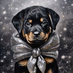 Rottweiler with a scarf