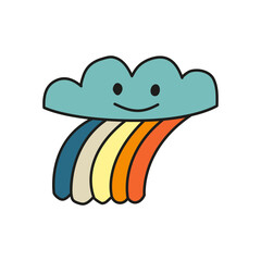 Doodle groovy rainy cloud.