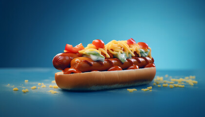 elicious hotdog , floating in air generative ai - obrazy, fototapety, plakaty