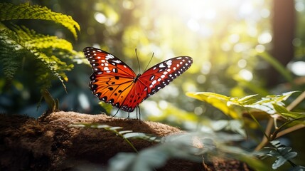 The jungle forest is home to tropical butterflies