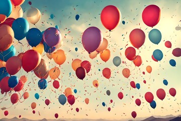 Convey birthday wishes through a vibrant explosion of balloons, creating an atmosphere of boundless cheer