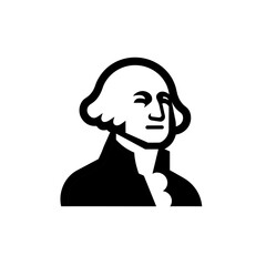 George Washington, icon, black and white, minimalist, transparent, 