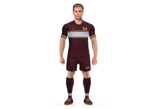 Rugby Player Mockup - U Collar - Front View