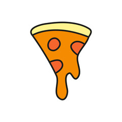Doodle melting pizza slice.