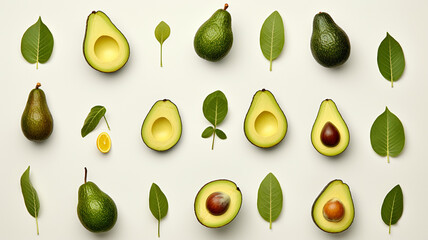 composition with tasty avocados on color background