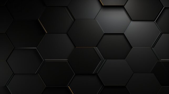 Fototapeta hexagonal elegance: abstract black texture background - unique vector illustration