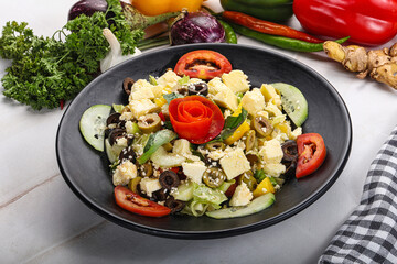 Greek salad with feta, tomato and cucumber
