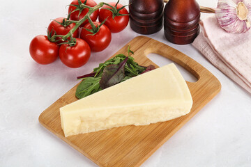 Piece Italian hard parmesan cheese