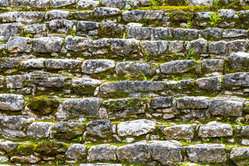 Coba Maya Ruins ancient buildings pyramids in tropical jungle Mexico.