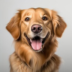 Ultra-Realistic Golden Retriever Portrait with White Background