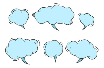 Set talk bubbles speech vector. Blank empty bubble icon design elements. Chat on line symbol template. Collection dialogue balloon stickers silhouette. 