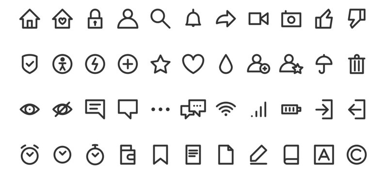 Set network vector icon for app or web site. Internet media symbol collection.