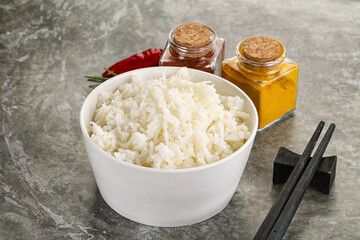 Steamed Basmati rice in the bowl