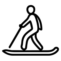 skiing icon on square internet button