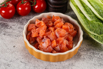 Salted salmon cubes for cooking