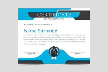 Professional corporate certificate template with award badge, Clean and simple certificate template for multipurpose.